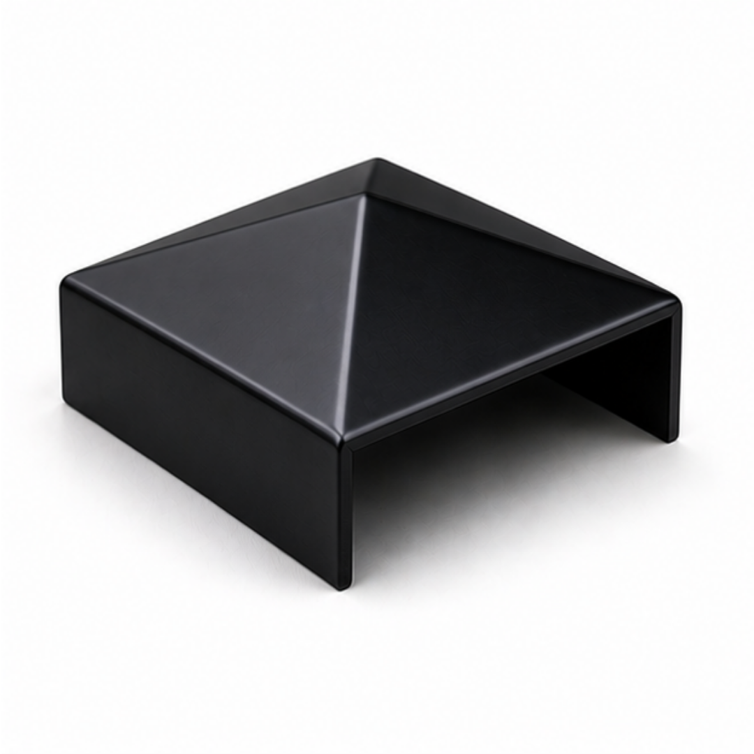 Black steel post cap