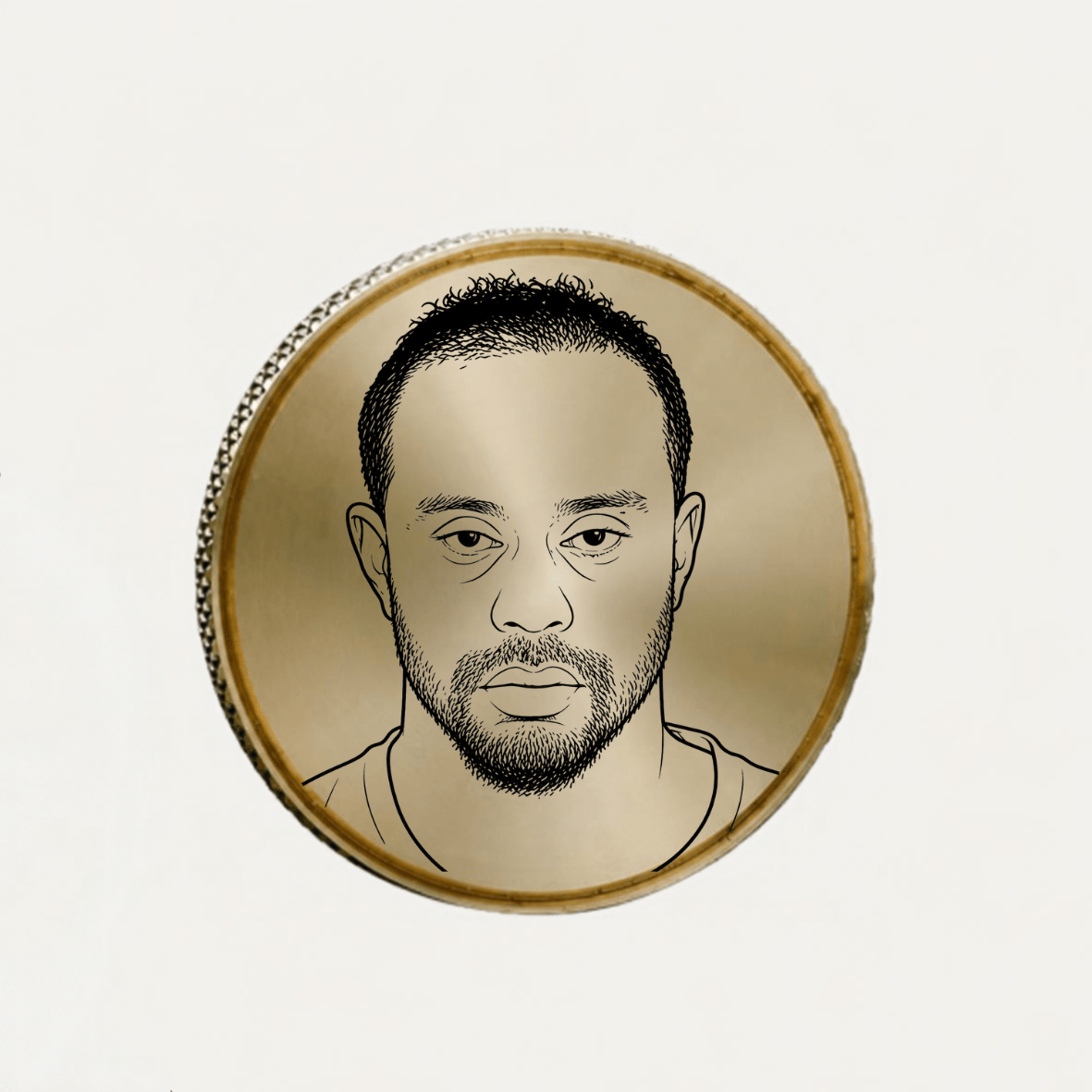 Custom Brass Ball Marker featuring a detailed illustration of a golfer's face, showcasing the premium textured finish.