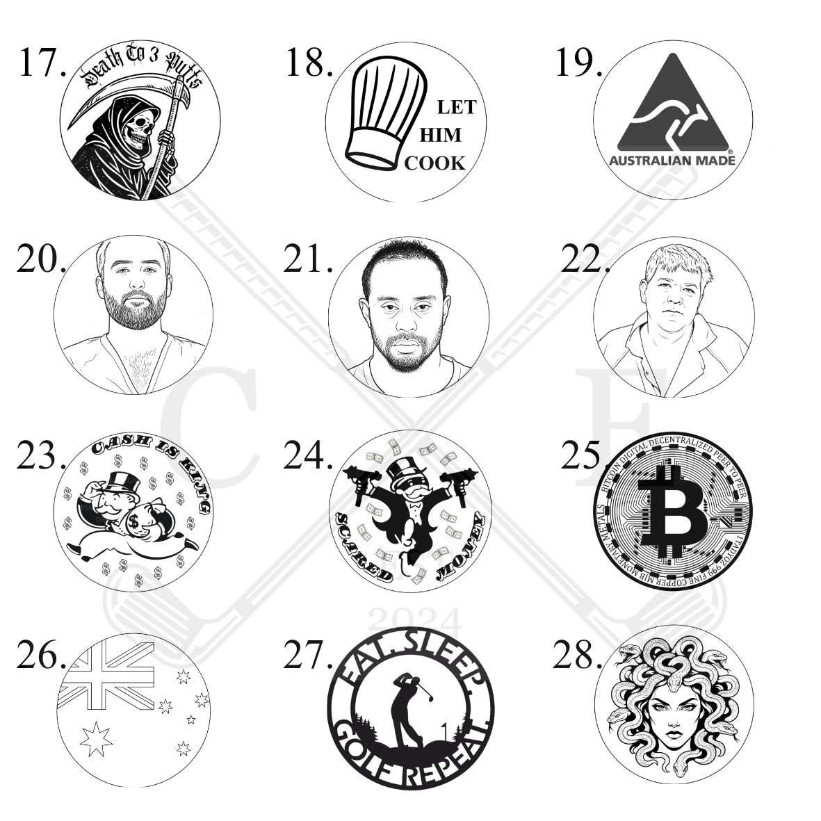 Custom Ball Marker & Divot Tool Set design options