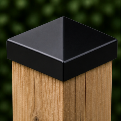 Black steel post cap