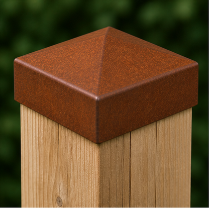 Corten steel post cap