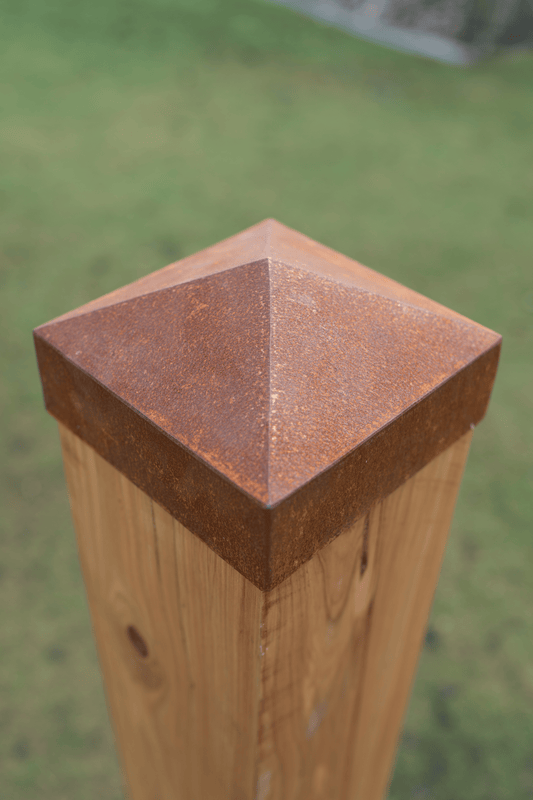 Corten steel post cap