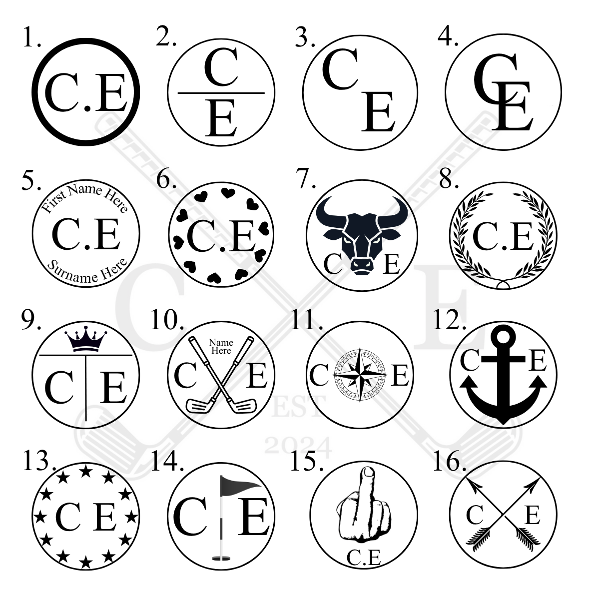 Custom Ball Marker & Divot Tool Set design options