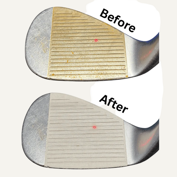 Golf Club Face Resurfacing - Standard Clean Up before and after comparison of club face.